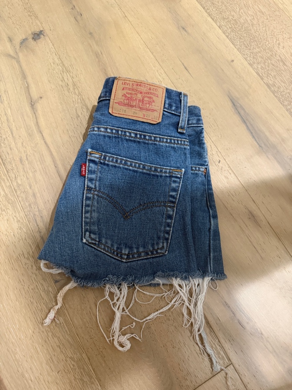 Levi's Blue Denim Frayed Cutoff Shorts